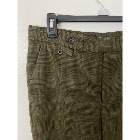 VTG Lauren Ralph Lauren houndstooth plaid wool flat front lined dress pants 10 - Picture 3 of 5